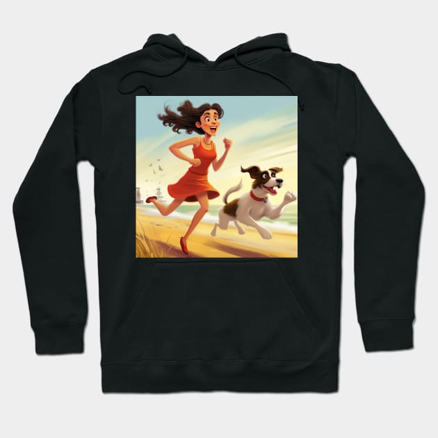 Running on the Beach with her pal Hoodie by Liana Campbell